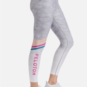 Peloton Heathered Gray Leggings with Vibrant Stripes new with tags